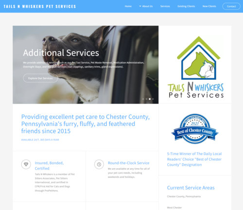 Picture of tailsnwhiskers.com landing page